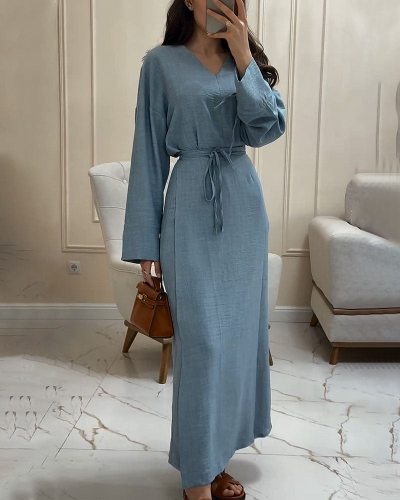 Olga Premium Maxi Dress with Belt Designer Edit