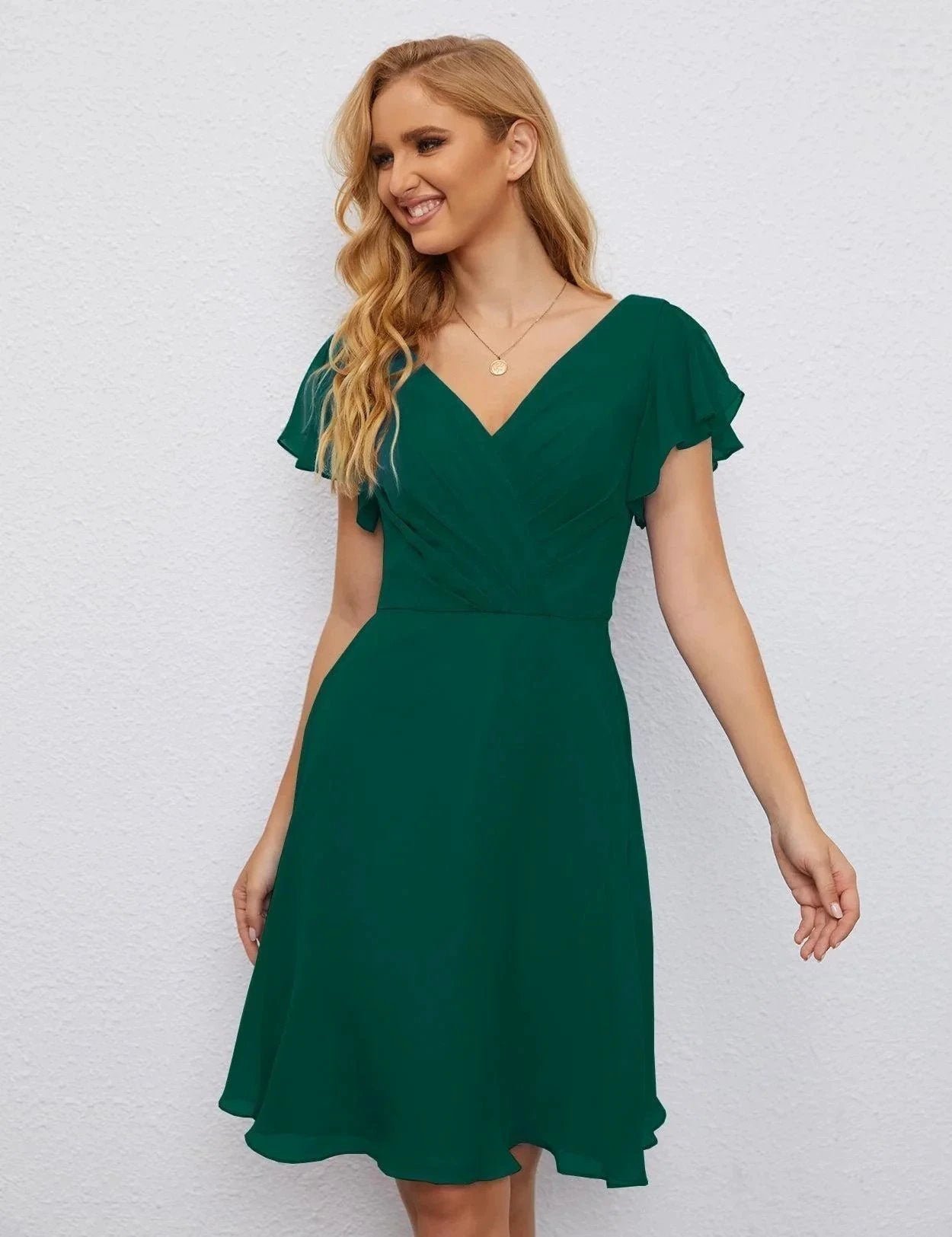 ZapDress U Back Homecoming Dress Formal Prom Dress Knee Length Short Sleeves Cocktail Party Dress 28077 (ZD16953)