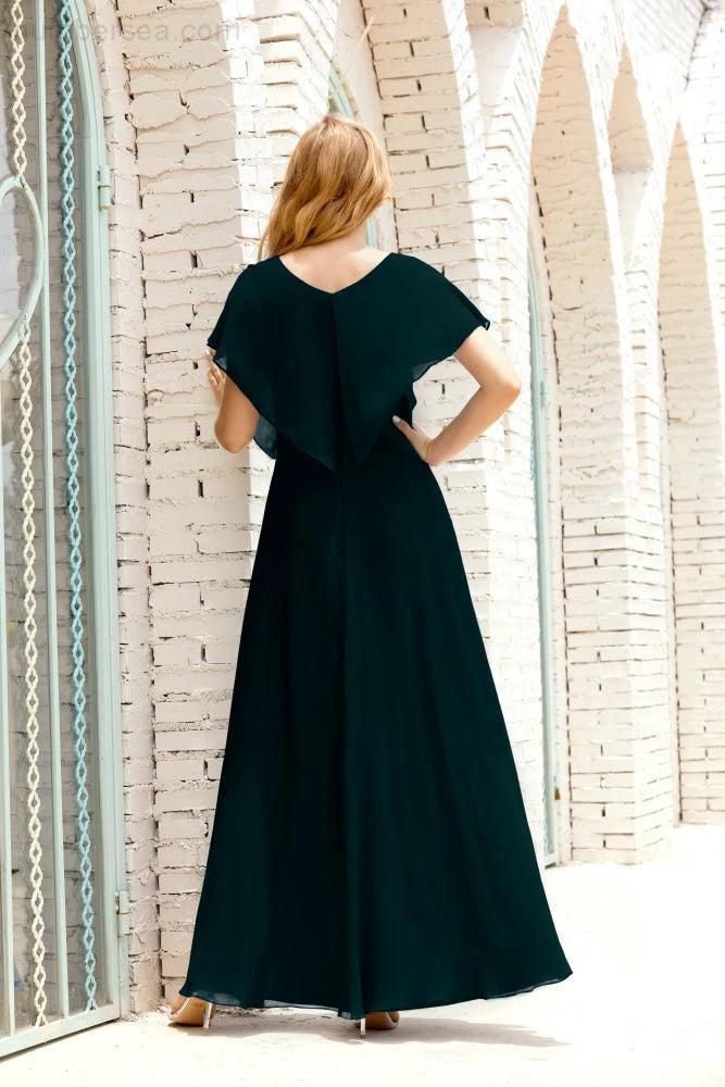 Zapdress Mother of The Bride Dresses Plus Size V-Neck Floor Length Formal Prom Dress for Wedding Guest 28020 (ZD17058)