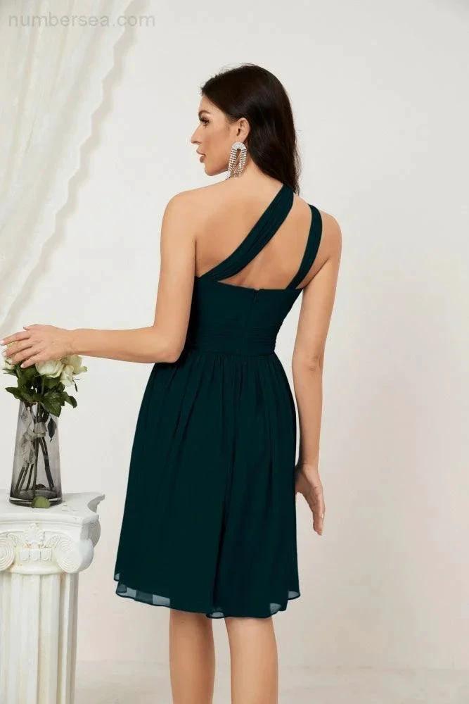 ZapDress Women Chiffon Short One Shoulder Bridesmaid Dress Formal Dresses for Party Homecoming 2804 (ZD16948)