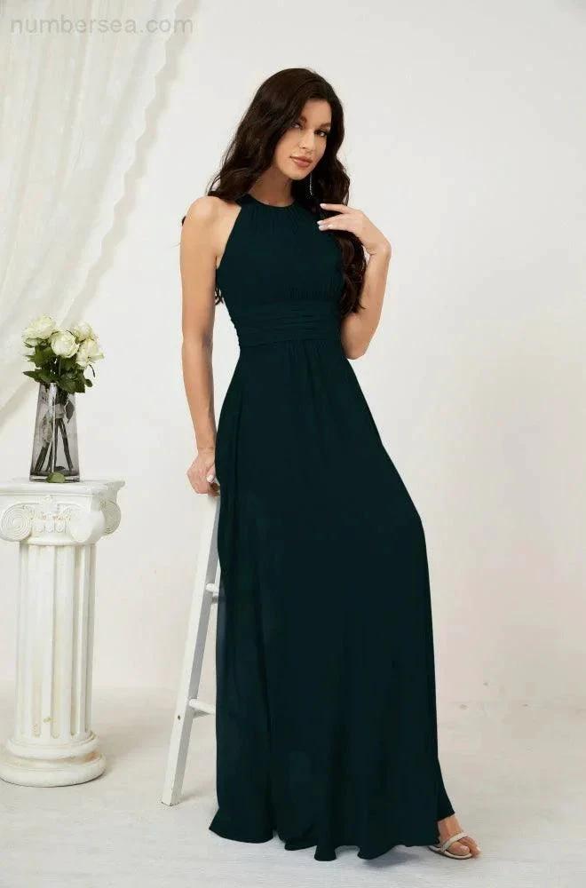 ZapDress Formal Party Gown Dress Chiffon Halter Long Sleeveless Bridesmaid Dresses 2802 (ZD16960)