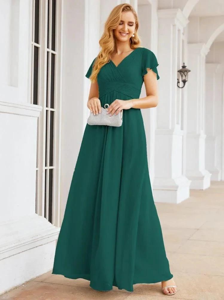 Numbersea Formal Prom Gowns for Mother of The Bride Cap Sleeves Bridesmaid Dress 28047 by numbersea