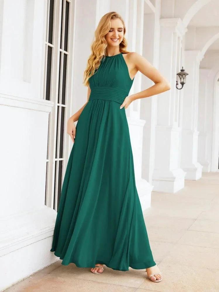 Numbersea Keyhole Bridesmaid Dresses Sleeveless Formal Evening Party Prom Gowns 28043 by numbersea