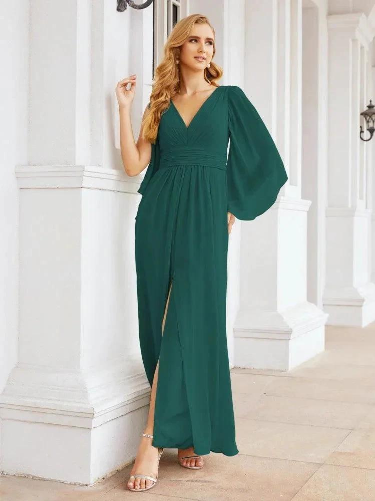 Numbersea Bridesmaid Dresses with Split for Wedding Party Flutter Sleeves 28045 by numbersea