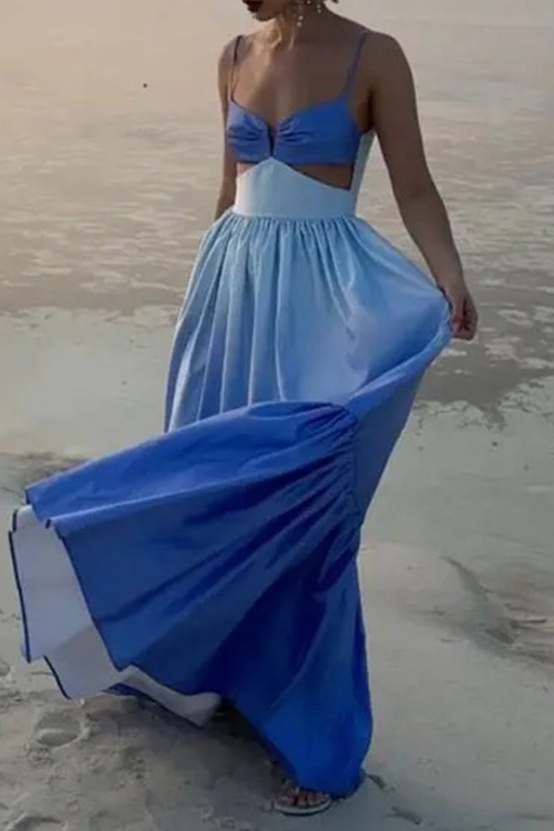 Odalis Effortless Sling Dresses with Gradient Pleat and V Neck Boutique Collection