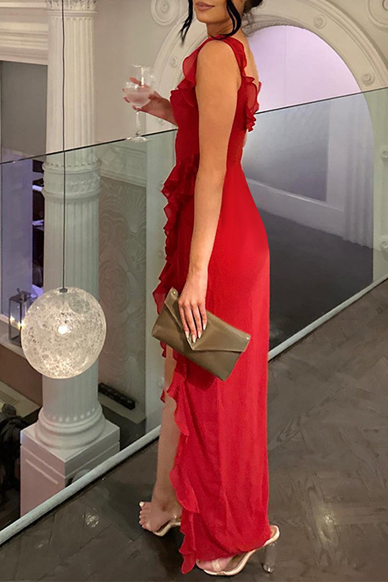 Sexy Casual Solid Patchwork Backless Slit Spaghetti Strap Long Dresses(3 Colors) - Fashionpara