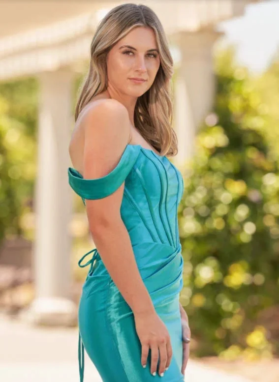 Sheath Off the Shoulder Short Satin Homecoming Dress by KissProm