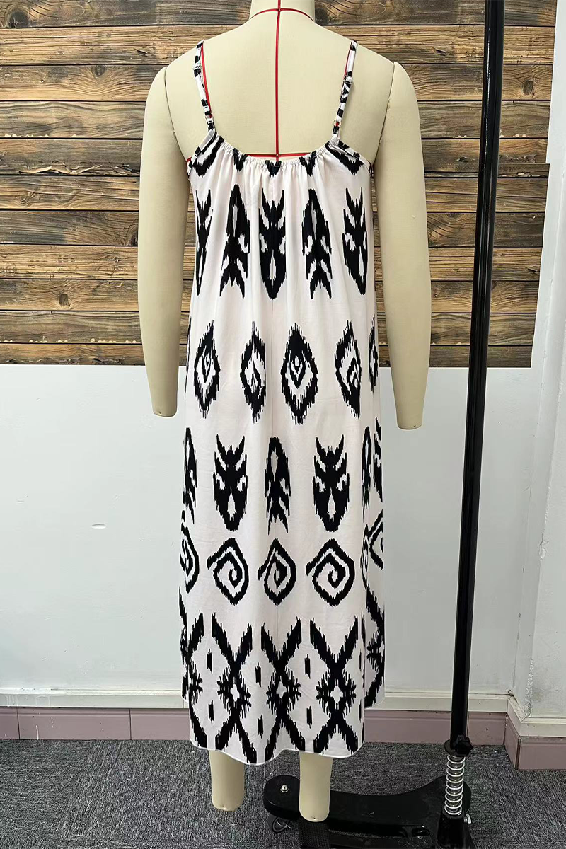 Marta Luxe Casual Street Dresses with Geometric Print and Scoop Neck Chic Silhouette Collection