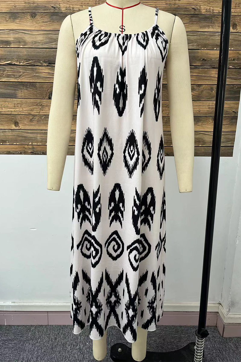 Marta Luxe Casual Street Dresses with Geometric Print and Scoop Neck Chic Silhouette Collection