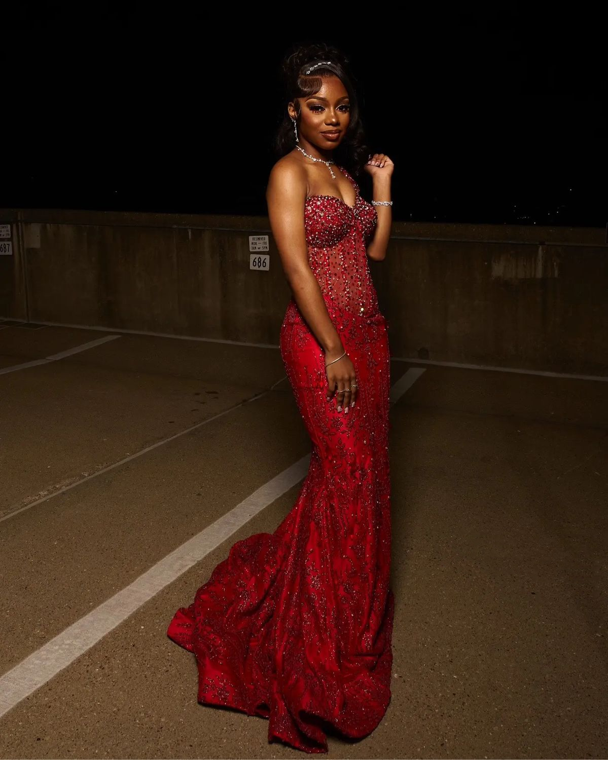 Red Mermaid Long Prom Dresses Formal Evening Dress - View 3 | FashionDia