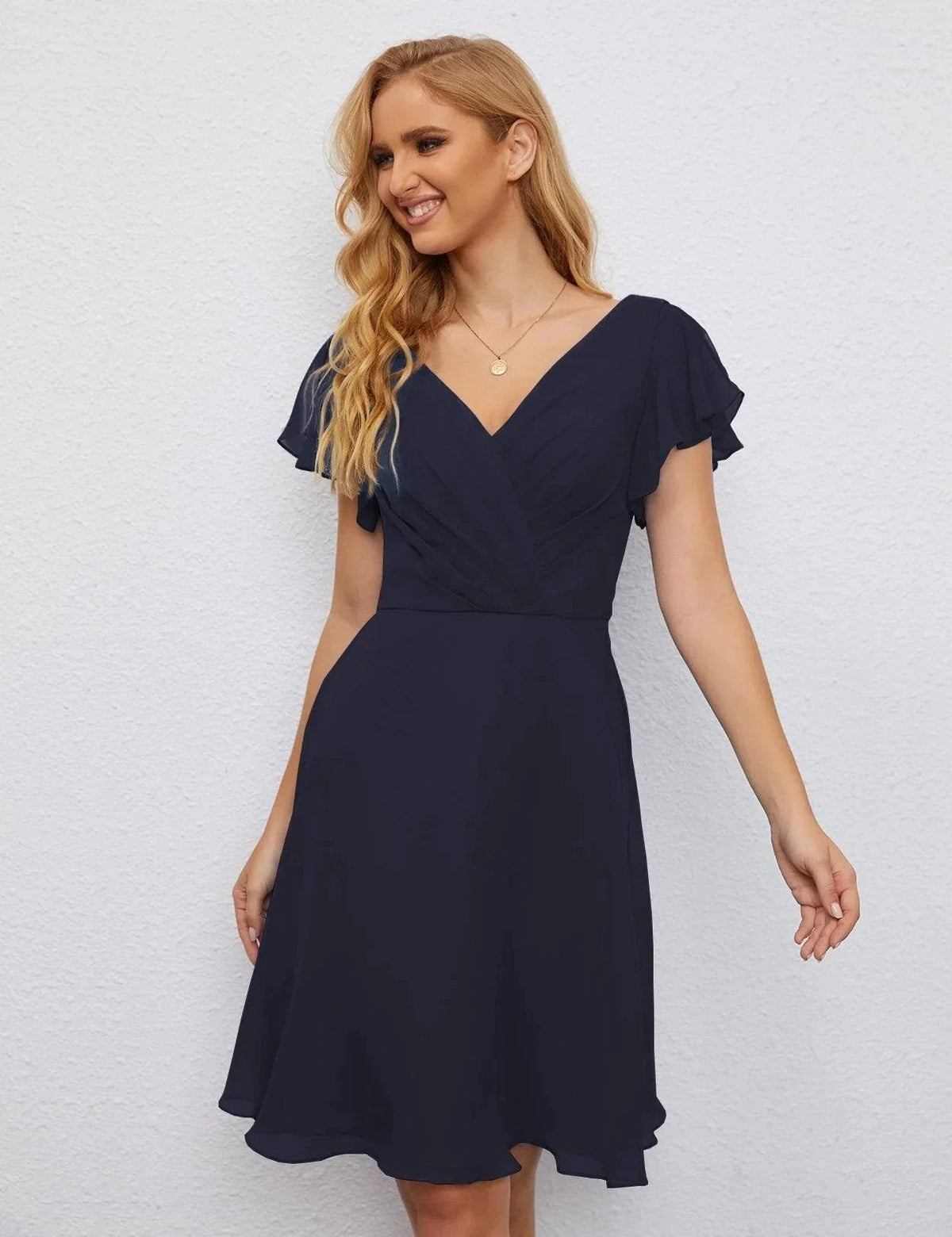 ZapDress U Back Homecoming Dress Formal Prom Dress Knee Length Short Sleeves Cocktail Party Dress 28077 (ZD16953)