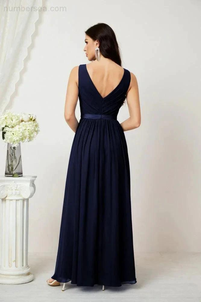 Women's Chiffon Long Bridesmaid Dresses A line Sleeveless Formal Prom Gown for Evening Party Homecoming Dresses 2808 (ZD16947)