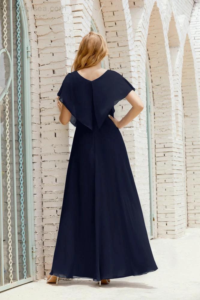 Zapdress Mother of The Bride Dresses Plus Size V-Neck Floor Length Formal Prom Dress for Wedding Guest 28020 (ZD17058)