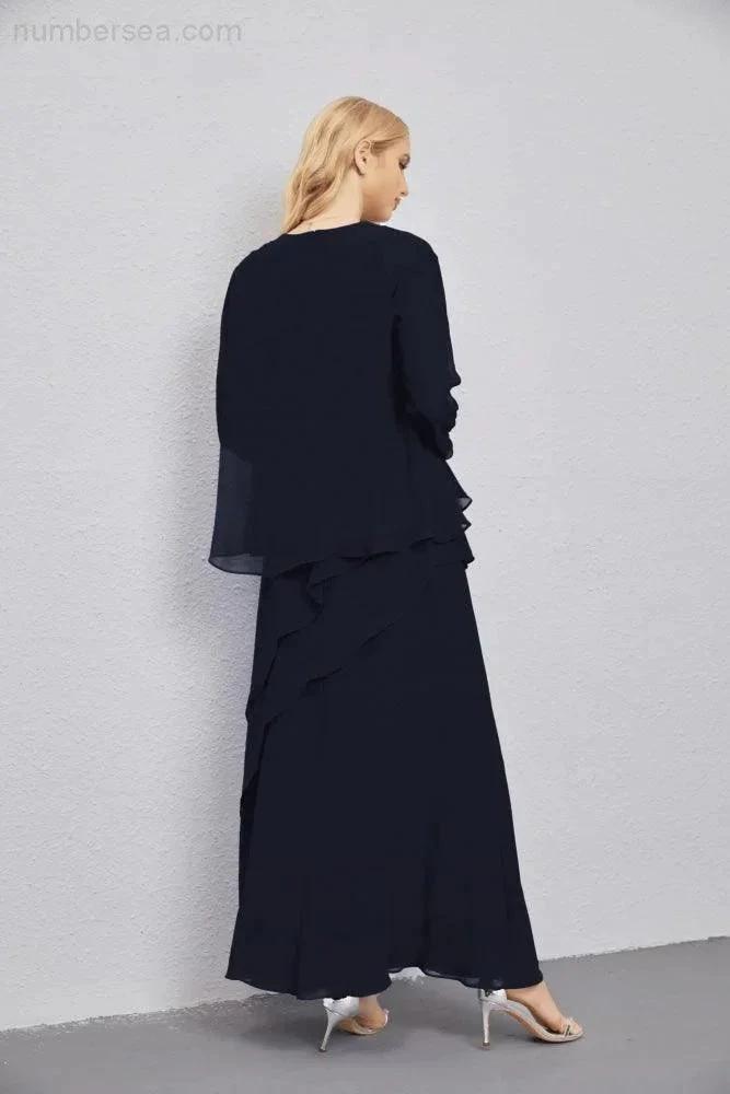 Mother of Bride Dresses with Open Front Lightweight Cardigan Formal Prom Gown 28081 (ZD16990)