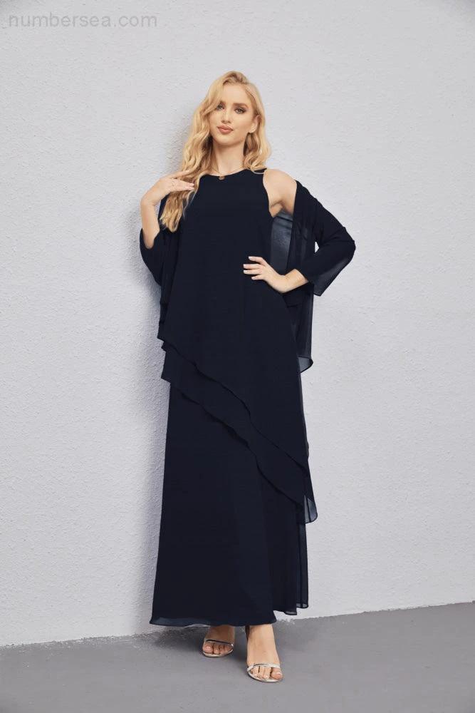 Mother of Bride Dresses with Open Front Lightweight Cardigan Formal Prom Gown 28081 (ZD16990)
