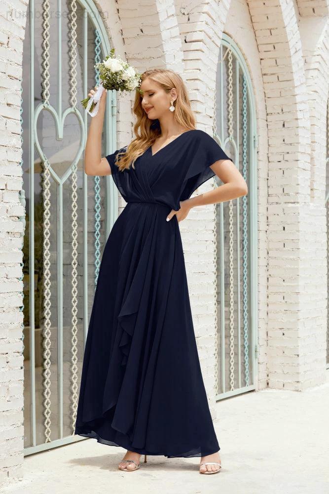 Zapdress Mother of The Bride Dresses Plus Size V-Neck Floor Length Formal Prom Dress for Wedding Guest 28020 (ZD17058)