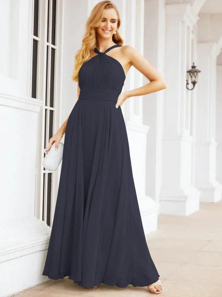 Numbersea Crisscross Halter Bridesmaid Dresses for Party Wedding Evening Prom Maxi Ball Gowns 28053 by numbersea