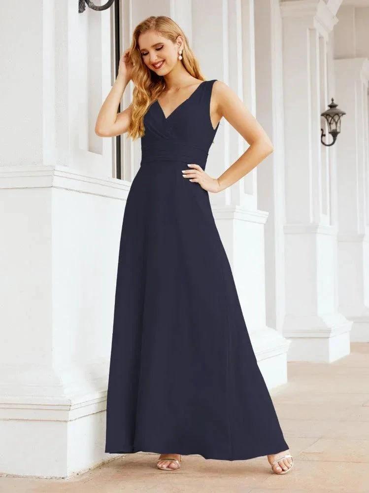 Formal Prom Gown Elegant V-Neck Sleeveless Bridesmaid Dresses for Wedding Party 28037 by numbersea