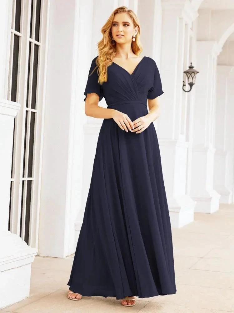 Numbersea Formal Prom Gowns for Mother of The Bride Short Sleeves Bridesmaid Dress 28049 by numbersea