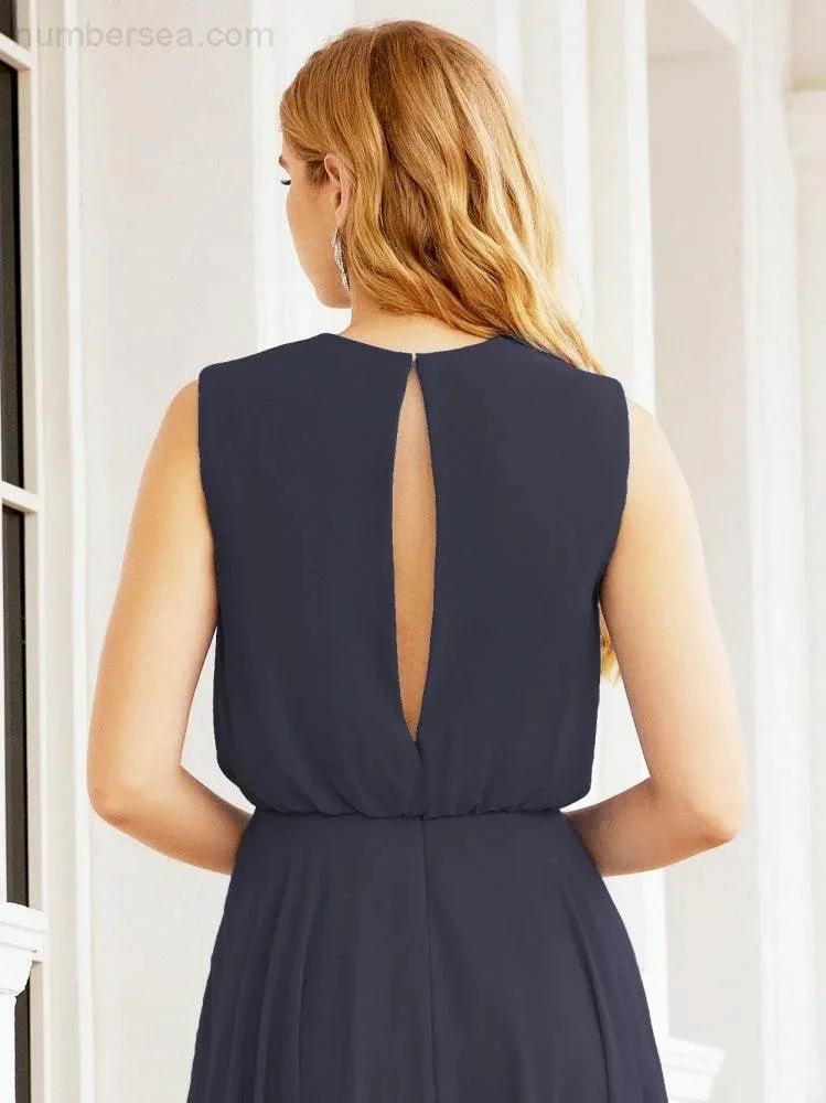 ZapDress Sleeveless Long Bridesmaid Dress A line Formal Evening Prom Gown 28025 (ZD17053)