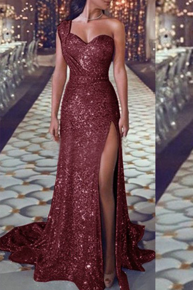 Sexy Bronzing Patchwork V Neck Evening Dress Dresses(6 Colors) - View 3 | VelvetHem