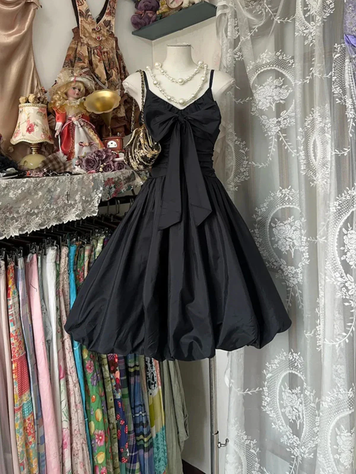 Black Short Knee Length Homecoming Dress Black Short Prom Dress