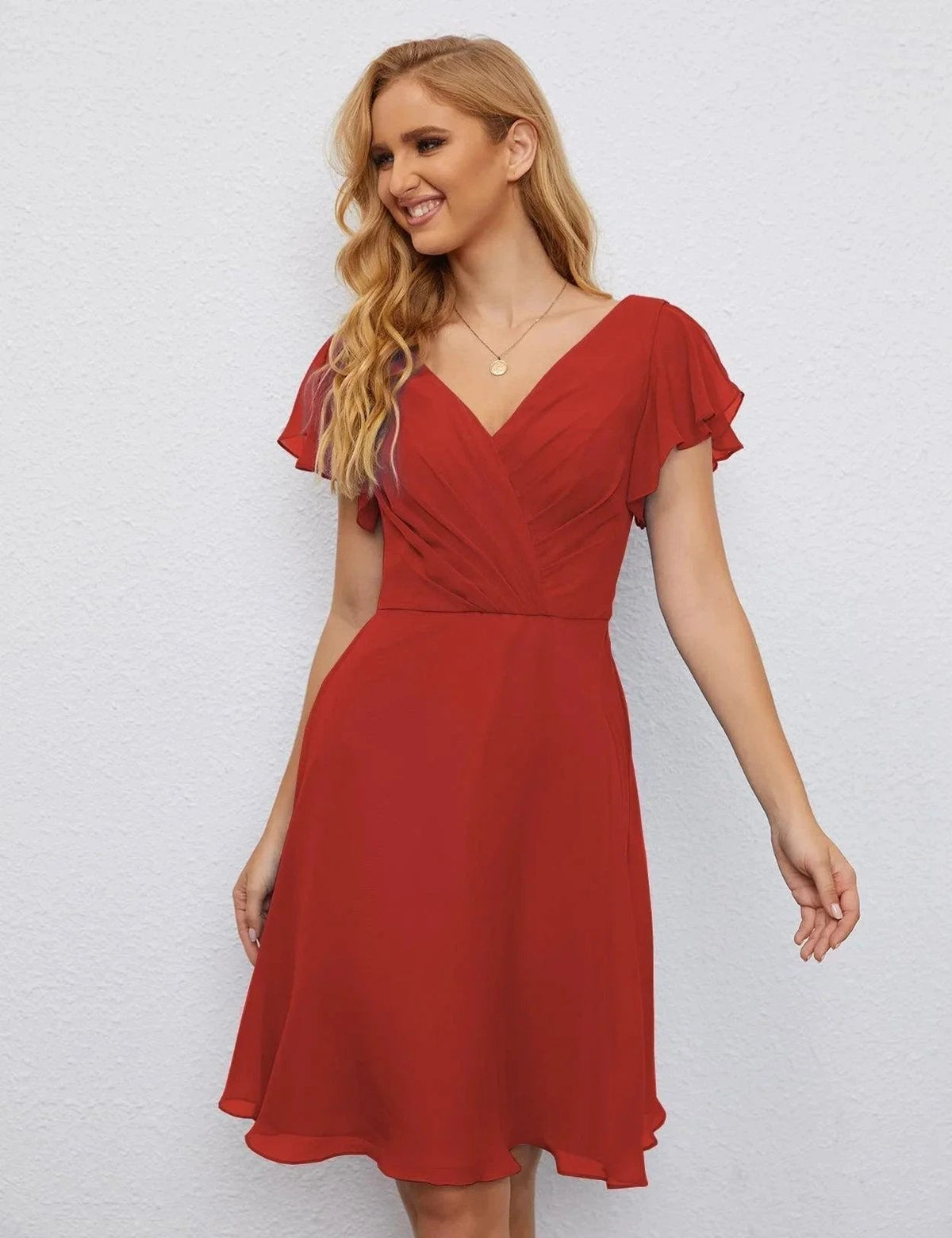 ZapDress U Back Homecoming Dress Formal Prom Dress Knee Length Short Sleeves Cocktail Party Dress 28077 (ZD16953)