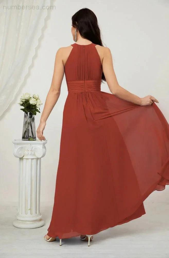 ZapDress Formal Party Gown Dress Chiffon Halter Long Sleeveless Bridesmaid Dresses 2802 (ZD16960)