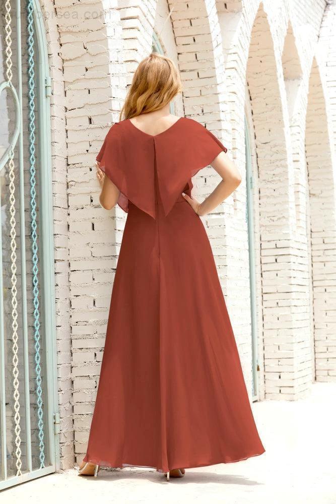 Zapdress Mother of The Bride Dresses Plus Size V-Neck Floor Length Formal Prom Dress for Wedding Guest 28020 (ZD17058)