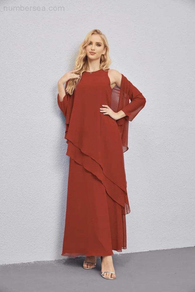 Mother of Bride Dresses with Open Front Lightweight Cardigan Formal Prom Gown 28081 (ZD16990)