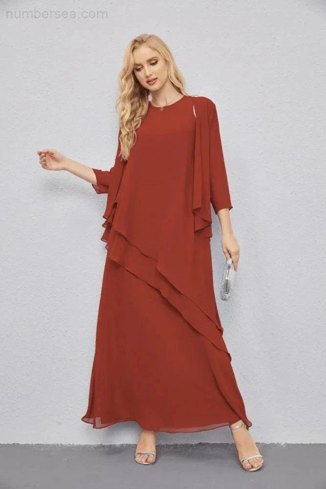 Mother of Bride Dresses with Open Front Lightweight Cardigan Formal Prom Gown 28081 (ZD16990)