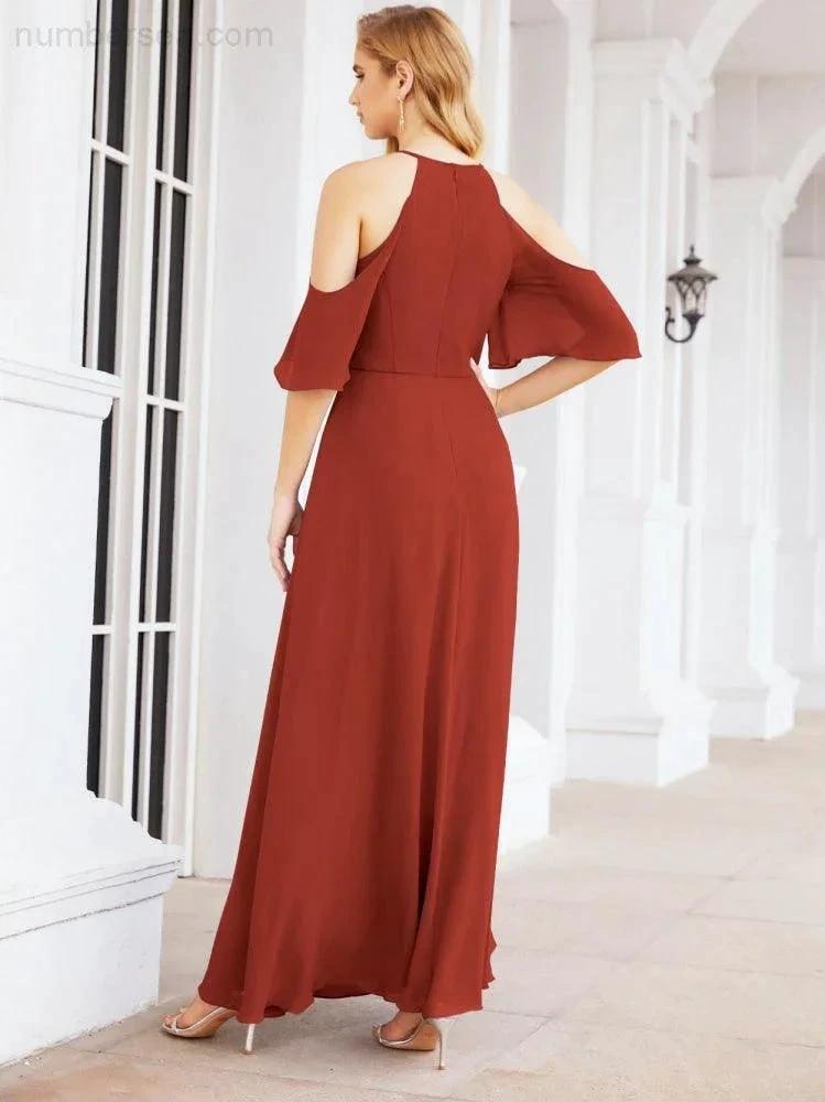 ZapDress Cold Shoulder Bridesmaid Dresses A-Line Long Formal Evening Gowns 28074 (ZD17048)