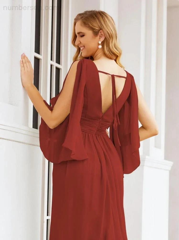 ZapDress Bridesmaid Dresses with Split for Wedding Party Flutter Sleeves 28045 (ZD16996)