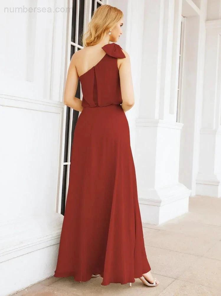 ZapDress Chiffon Ruffled One Shoulder Sleeveless Long Bride Dresses A-line Formal Evening Gown Side Split 28057 (ZD17041)