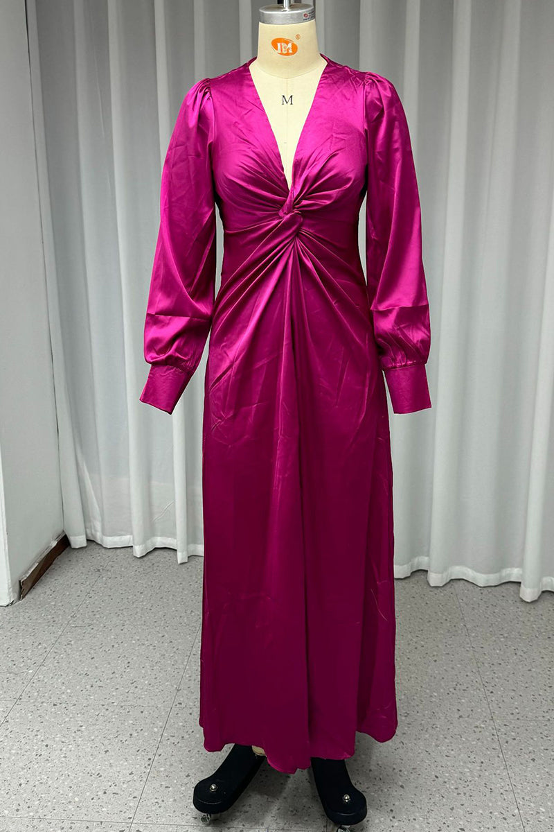 Sexy Prom Solid Color Slit Ruched V Neck Evening Dresses - View 2 | VelvetHem