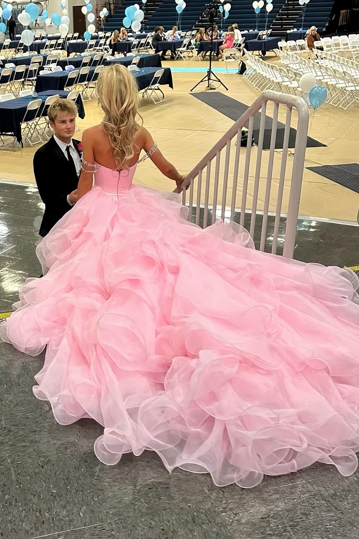 Charming A Line Off the Shoulder Pink Tulle Long Party Dress with Beading