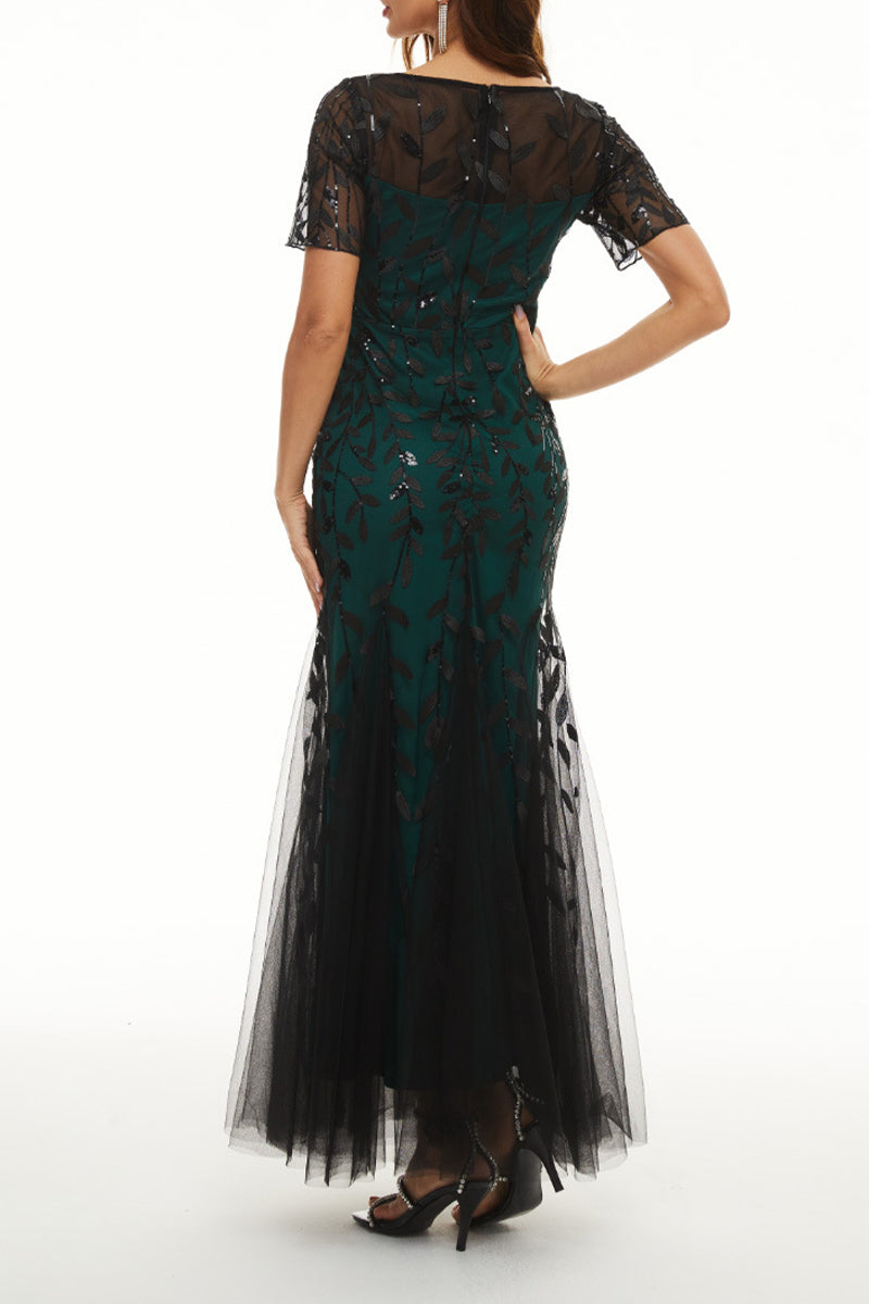 Celebrities Elegant Patchwork Sequins O Neck Evening Dress Dresses - View 15 | VelvetHem
