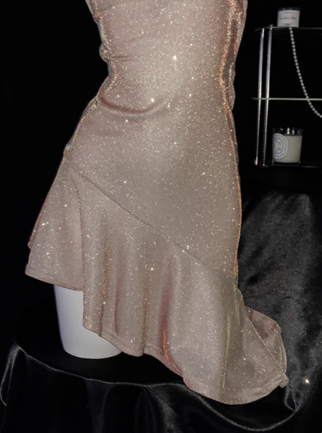 Simple Pink Spaghetti Straps Ruffles Short Homecoming Dress Cocktail Dress - View 5 | FashionDia
