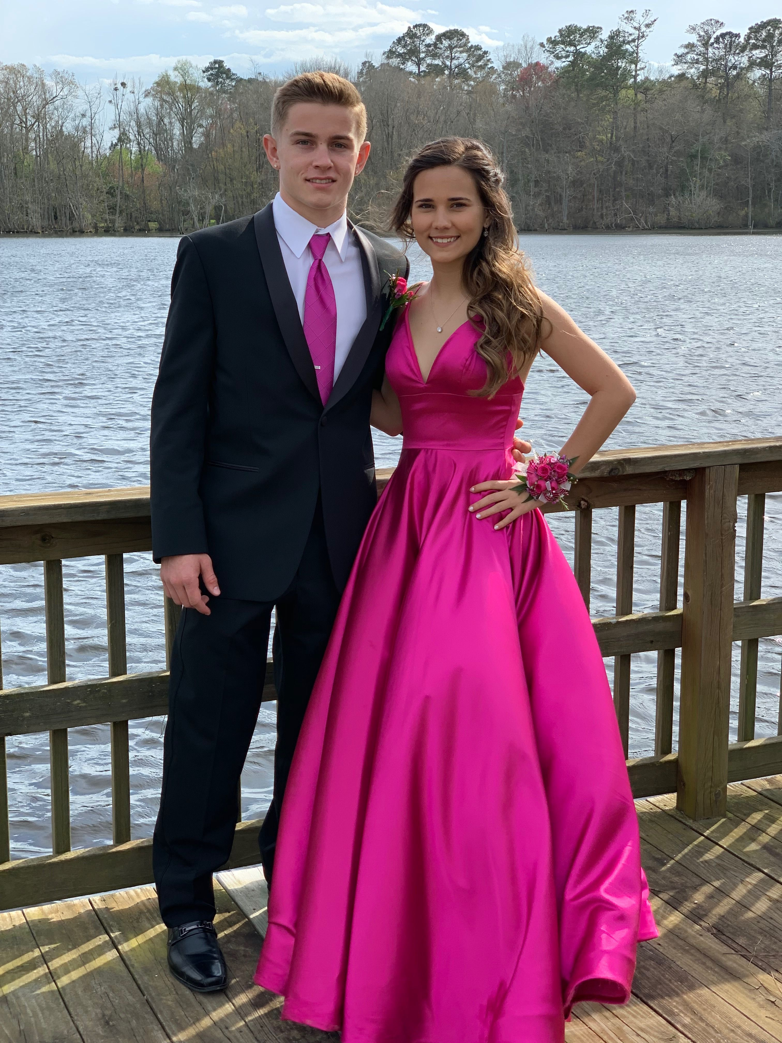 A-line Fuchsia Satin Prom Dress,Graduation Dress