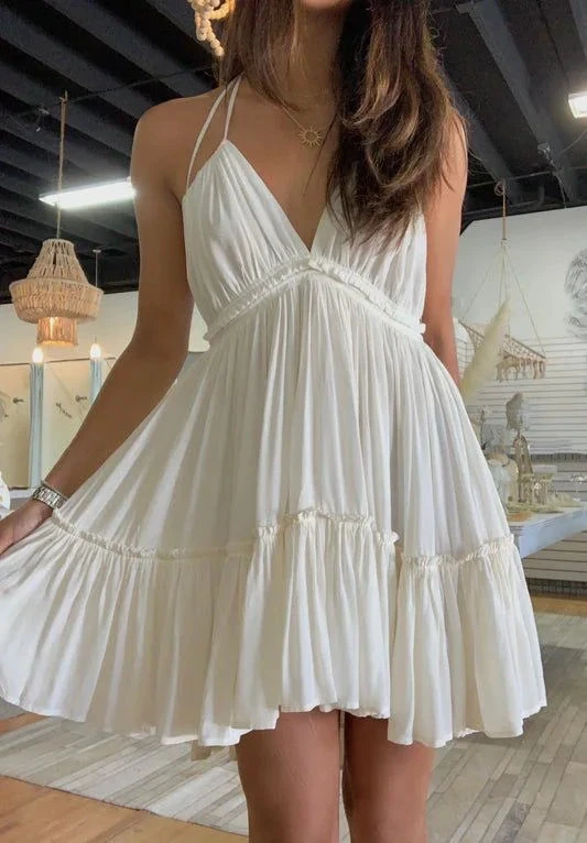 A-line V Neck Homecoming Dress Beach Outfit Dress (ZD12145)