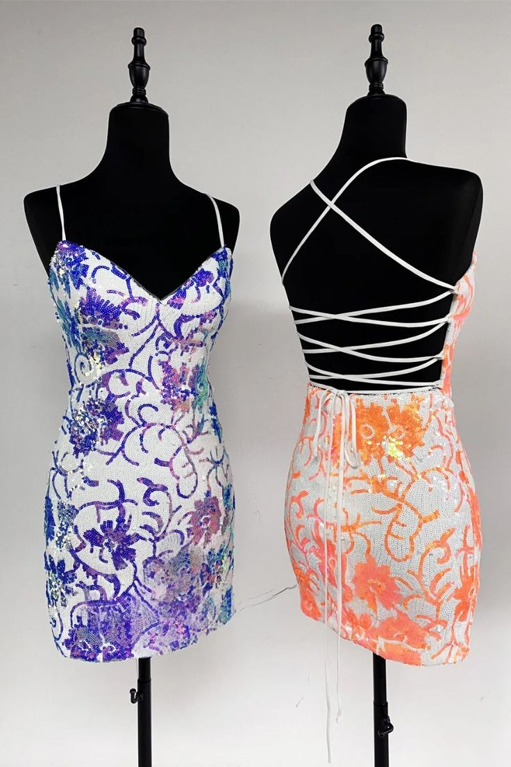 Stylish Sheath Spaghetti Straps Pink Sequins Short Homecoming Dress 16th Birthday Outfits