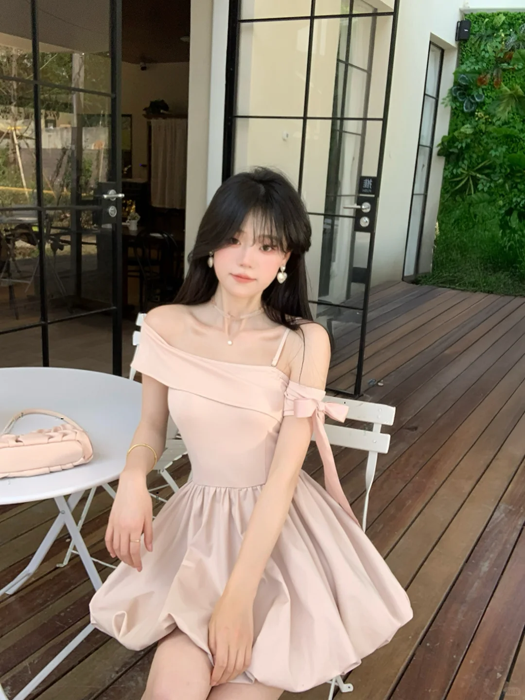 Elegant Off-the-Shoulder Pink A-Line Short Party Dress Homecoming Dress - View 2 | FashionDia