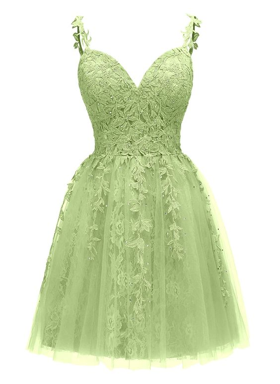 Backless Short Cocktail Dress with Appliques Spaghetti Straps Homecoming Dress - FashionDia
