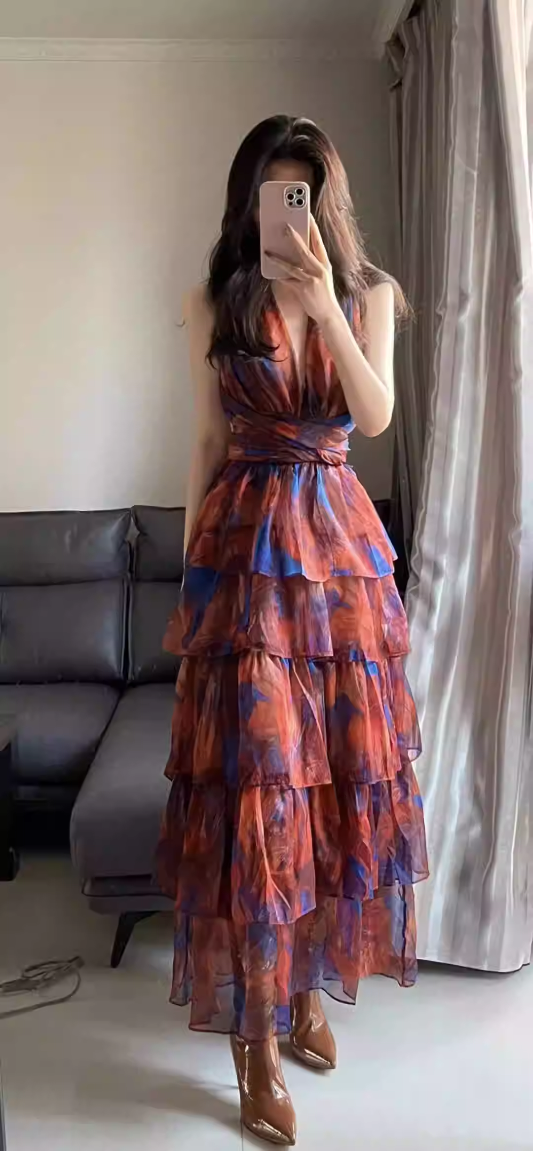 Halter neck prom dress, beach dress,seaside vacation dress,bohemian long dress - View 2 | FashionDia