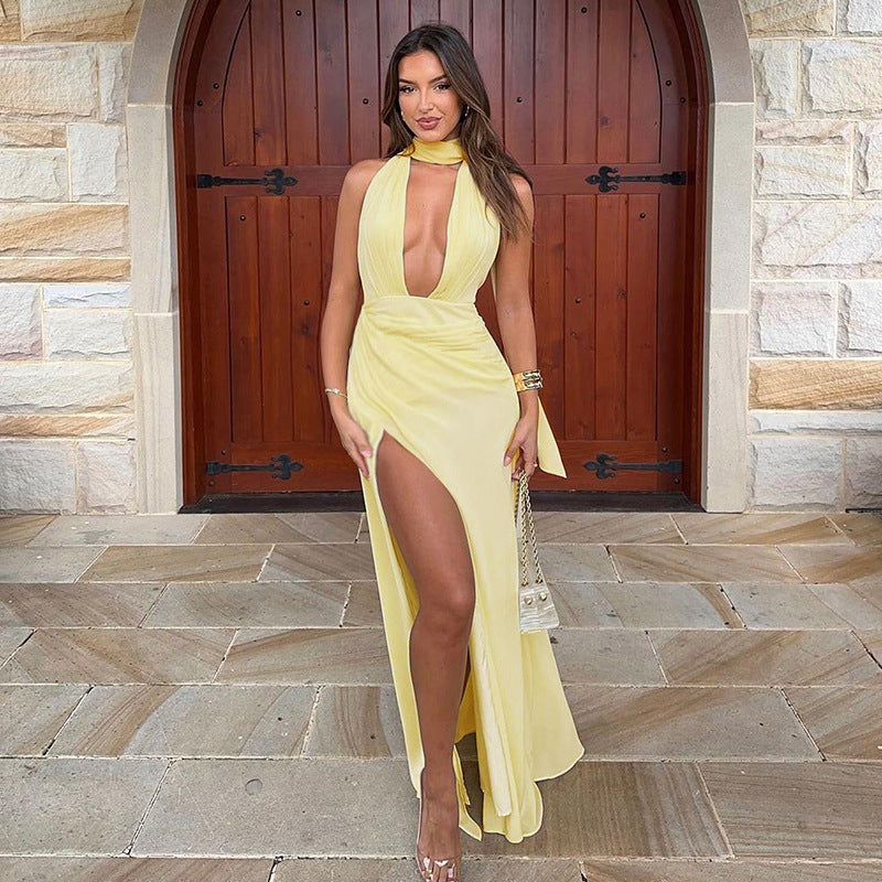 Rosier Slit Dress Yellow