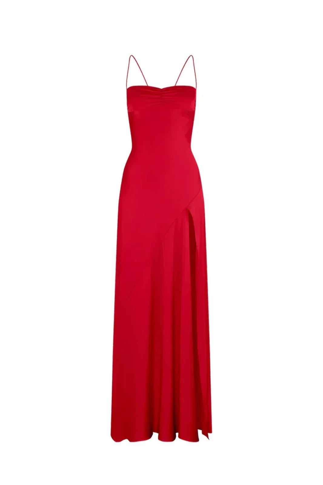 Simple Sheath Spaghetti Straps Pink Long Party Dress with Split Front - View 7 | FashionDia