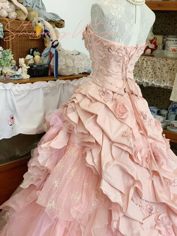 Pink A-Line Princess Quinceanera Dress Ball Gown Sweet 16 Dresses - View 4 | FashionDia