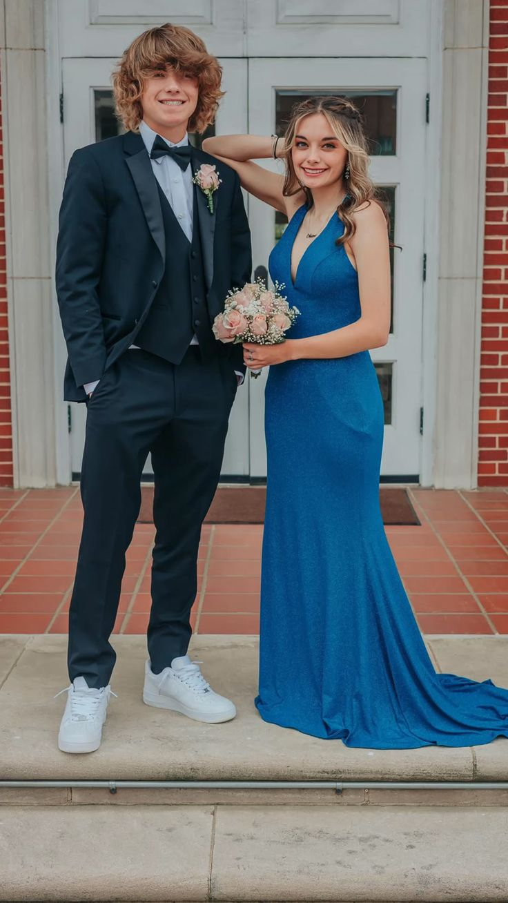 Elegant Deep V-Neck Prom Dress For Senior - FashionDia