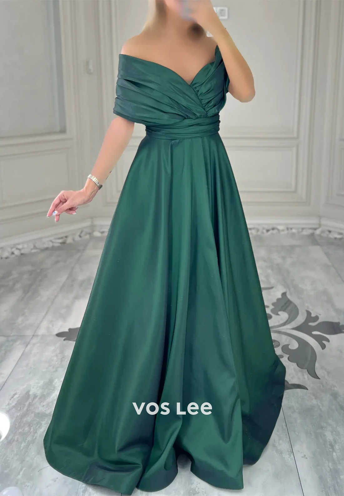 A-line Off the Shoulder Satin Tie Back Lace up Formal Evening Dresses