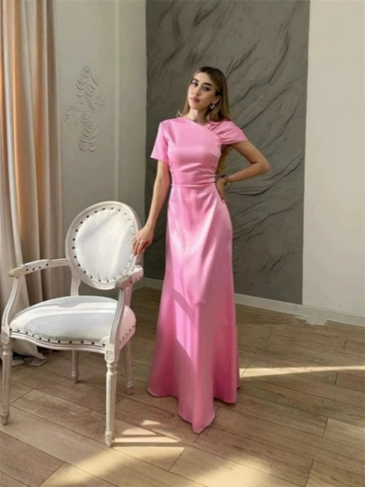 Draped Neck Tie-Waist Maxi Dress